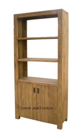 Code: SJBC 004 Name: Salur Rustic Open Bookcase 2 Doors Size: W=180 x D=40 x H=210 cm Wood: Solid Teakwood